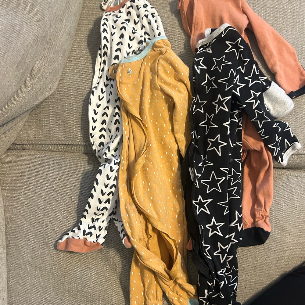 Cloud Island Kids One Pieces Footies - Black, White, Yellow, Orange